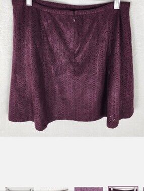 Express A-line Mini Skirt Size 8 Burgundy Faux Suede Perforated Lined EUC